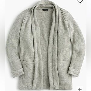 J Crew Long Open Cardigan Shawl Sweater XS Grey
